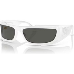 Versace VE4446 314/87 Ανδρικά Γυαλιά Ηλίου Μάσκα Κοκάλινα Λευκά με Μαύρο Polarized Φακό