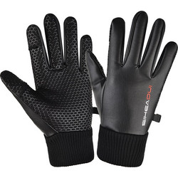 Men's insulated, anti-slip telephone gloves - black