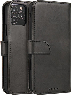 Magnet Case elegant case case cover with a flap and stand function for Motorola Moto E32 black