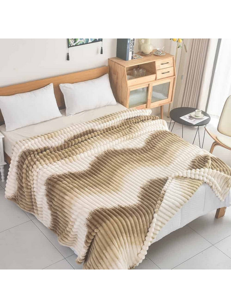 Κουβέρτα Fleece Μονή Δίχρωμη Ριγέ 160X220CM Σχέδιο 03