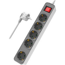 Πολύπριζο Ασφαλείας Powertech 5x Schuko White 1.4m (PT-1057)