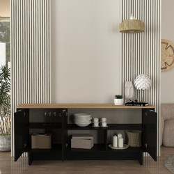 Μπουφές Bohema Megapap χρώμα μαύρο - sepet oak 180x47x76,6εκ. - MEGAPAP