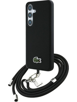 Lacoste Iconic Petit Pique Woven Logo Crossbody Strap MagSafe Θήκη για Samsung Galaxy S25 Black (LCHMBCS25SPVCK)