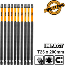 Ingco Κατσαβιδόμυτη Torx Impact T25x200mm (10 τεμ) - SDBIM11T2583