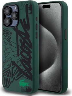 Lacoste Graffiti Hard Case Θήκη προστασίας από Liquid σιλικόνη iPhone 15 Pro Max Πράσινο/Μαύρο