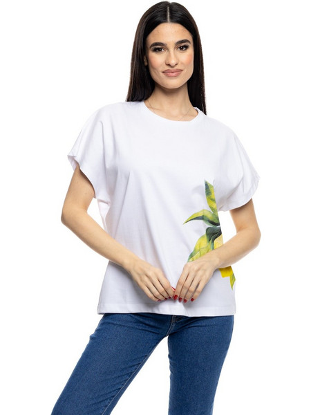 S&apos, Γυναικείο t-shirt με τύπωμα &apos,&apos,LEMON&apos,&apos, 53-106-007 020 WHITE