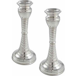 Ασημένια Κηροπήγια Γραμμωτά σετ 2τμχ 18x7cm
