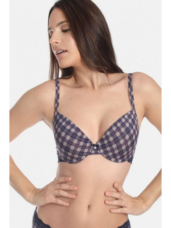 Sassa Μαλακό Σουτιέν Με Spacer Flexicup Καρό - Floral Μπλέ