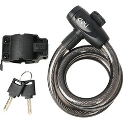 DELI κλειδαριά ποδηλάτου με κλειδί DL508062, Φ12mm, 1m, μαύρη
