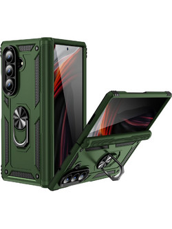Θήκη Samsung Galaxy Z Fold7 5G Mad Mask Πλάτη Thin Armor με Μαγνητικό δαχτυλίδι και Βάση στήριξης TPU πράσινο σκούρο