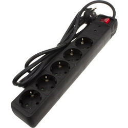 POWERTECH πολύπριζο ασφαλείας PT-881, 5x schuko, 16A, 1.5m, μαύρο