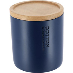 Δοχείο polyresin μπλε με καπάκι bamboo - Plastona