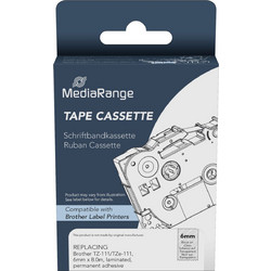 Ετικέτες Γενικής Χρήσης Mediarange (Brother TZ-111/TZe-111) 6mm, 8m, Laminated and Permanent Adhesive, Black on Clear Μαύρο σε διάφανο φόντο