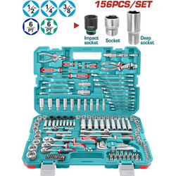 TOTAL ΕΠΑΓΓ. ΚΑΣΕΤΙΝΑ ΚΑΡΥΔΑΚΙΑ 1/4"-3/8"-1/2" & ΕΡΓΑΛΕΙΑ ΧΕΙΡΟΣ 156ΤΕΜ (THKTHP21566)