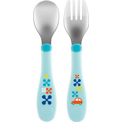 Chicco Metal Cutlery Mix & Match Σετ Πιρούνι - Κουτάλι Ανοξείδωτο 18m+ Γαλάζιο
