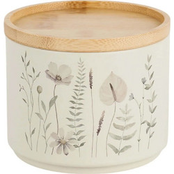 Σετ Βάζα Αποθήκευσης (Σετ 2Τμχ) Beige Μεταλλικά 11,3x11,3x9,6cm με Μπαμπού Καπάκι Ankor 845293