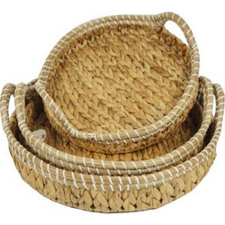Δίσκοι ψάθινοι BOHO από rattan σετ των 3τμχ. O47xΥ8/12εκ. O41xΥ7/12εκ. O36xΥ5/9εκ