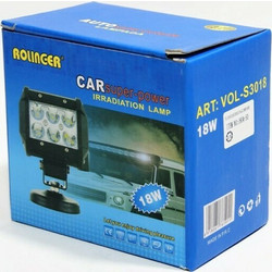 Rolinger Τετράγωνος Προβολέας Αυτοκινήτου LED Universal 18W 1τμχ