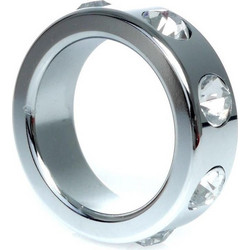 Boss Series Metal Cock Ring with Cristal Diamonds Small Δαχτυλίδι Πέους Μεταλλικό Ασημί