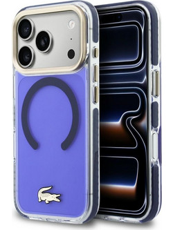 Lacoste Case Shockproof Transparent Frosted Gold Logo MagSafe for iPhone 17 Pro marine - (LCHMP17LUFWAV)