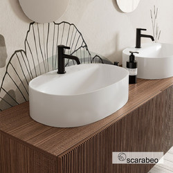 Scarabeo Skinny Επικαθήμενος Νιπτήρας Μπάνιου Οβάλ Πορσελάνης 60x40x15cm Λευκός 9502-5403-301