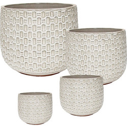MarHome Σετ Κασπώ Πήλινα Εκρού 4 τμχ S:Φ23x19, M:Φ32x25.5, L:Φ38x32, XL:Φ48x38.5cm