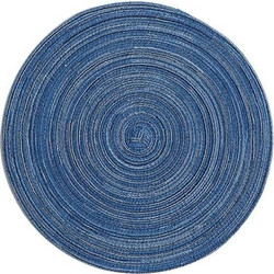 Σετ 4x Boho Ψάθινο Σουπλά Στρογγυλό 18cm Μπλε