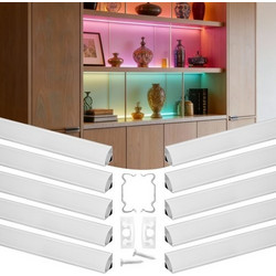 VEVOR Σετ 10 τεμαχίων 6,6 ft (2,01 m) V Shape LED Aluminum Channel, με Γαλακτώδες Κάλυμμα, Τερματικά Καπάκια και Κλιπ Στήριξης, Αλουμινένιο Προφίλ για Εγκαταστάσεις LED Strip Light, Εύκολη Εγκατάσταση