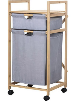 Καλάθι απλύτων διπλό Nextdeco μπαμπού Υ85x42x34εκ