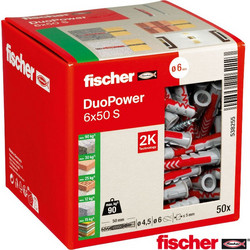 Fischer 538255 Βίδα με βύσμα ναυλον Duopower 6x50 50τεμ