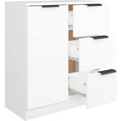 Shally Dogan Λευκό Ξύλινο Μπουφές με Συρταριέρα Κονσόλα 1 Πόρτα και 3 Συρτάρια Εξοικονόμησης Χώρου 02841500