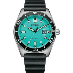 Citizen Ανδρικό Ρολόι Solar με Μαύρο Καουτσούκ Λουράκι AW1760-14X