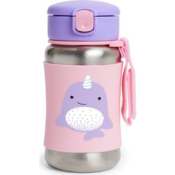 Skip Hop Zoo Φάλαινα Παιδικό Μπουκάλι BPA Free με Καλαμάκι Ροζ 350ml