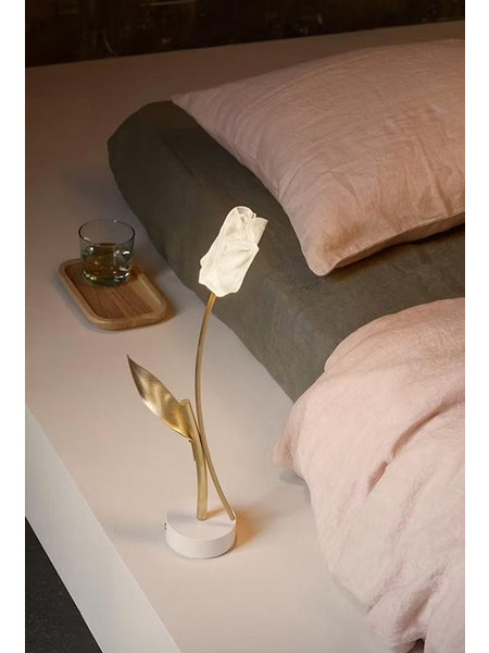 Επαναφορτιζόμενο Φωτιστικό Tulip Battery OS Λευκό LED 2700K Soft Touch Dimmer Άσπρο Ορείχαλκος
