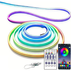 Ταινία LED Neon RGB+IC 5m USB με Τηλεχειριστήριο και Έλεγχο Εφαρμογής Rixme