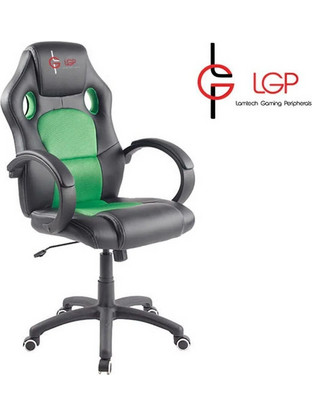 Lamtech LGP Kronos Καρέκλα Gaming Δερματίνης Μαύρη Πράσινη LGP021554