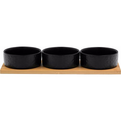 Liberta-Maison Fleurs Μπωλ Set 3ΤΜΧ 29x10x5cm Πορσελάνη Μαύρο Φυσικό Bamboo 030039