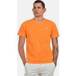 Ανδρικό T-shirt Normal Fit 100% Βαμβακερό Με Διακριτικό Λογότυπο Στήθους - ΠΟΡΤΟΚΑΛΙ