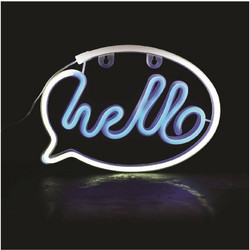 AcaLight Offer HELLO, 220 NEON LED ΛΑΜΠΑΚΙΑ ΜΕ ΜΠΑΤΑΡΙΑ (3xΑΑ)/USB, ΛΕΥΚΟ/ΜΠΛΕ, IP20, 25.5*2*18.5