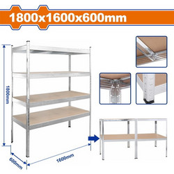 WADFOW ΡΑΦΙΕΡΑ ΜΕΤΑΛΛΙΚΗ ΓΑΛΒ. 4 ΡΑΦΙΩΝ 1800Χ1600Χ600mm (WTS1A16)