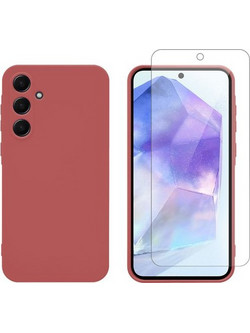 Redshield Samsung Galaxy A55 TPU Tea Red & Tempered Glass Θήκη Κινητού & Προστατευτικό Οθόνης