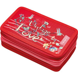 Herlitz TriCase Vintage Love Κασετίνα Γεμάτη με 3 Θήκες Κόκκινη 50038763