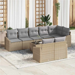 vidaXL Σετ Σαλόνι Κήπου Rattan 8τμχ Μπεζ Ανοιχτό Γκρι 3355449