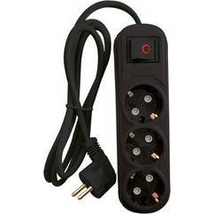 ΠΟΛΥΜΠΡΙΖΟ 3 ΘΕΣΕΩΝ 5M H05VV-F 3G1.5MM2, ΜΑΥΡΟ - 340366BL