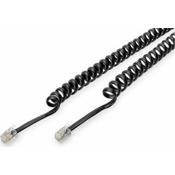Digitus Σπιράλ Τηλεφωνικό Καλώδιο RJ11 6P4C 4m Μαύρο (AK-460101-040-S) AK-460101-040-S