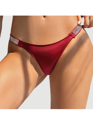 Plus Size Σέξι Γυναικείο String Με Στρας Sexy Thong Love Letter Rhinestones G String Diamonds Thong Low Waist - Κόκκινο