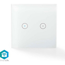 Nedis 233-0269 Χωνευτός Διακόπτης Τοίχου Αφής Wi-Fi Διπλός με Πλαίσιο Λευκός