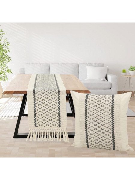 Λινή Τραβέρσα 33x170 Μπεζ/Ανθρακί "Ilis Home"