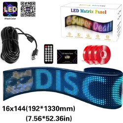 GLOBOSTAR(R) MATRIX GLB-106-0004 Εύκαμπτη Κυλιόμενη Ψηφιακή Επιγραφή 133x19.2cm P9 144x16 Pixel LED 10W DC 5V 2A με USB 2.0 Αδιάβροχο IP65 Πολύχρωμο RGB - Bluetooth Control μέσω iPIXEL APP - Μ133 x Π0