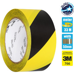 GloboStar(R) 79954 3M 766Τ Original Αυτοκόλλητη Ταινία Σήμανσης Προειδοποίησης Κινδύνου Μαύρο - Κίτρινο Π50mm x Μ33 Μέτρα